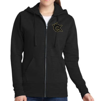 Women's Rhinestone Zip Hoodie - DESIGN #R2 GOLD Thumbnail