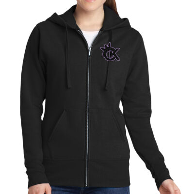 Women's Rhinestone Zip Hoodie - DESIGN #R2 Purple Thumbnail