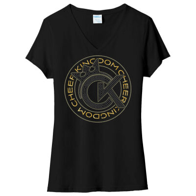 Rhinestone Lady's V Neck - DESIGN #R2 GOLD Thumbnail